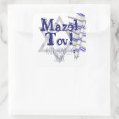 Blauw gestreepte gebedsjaal Mazel Tov Bar Mitzvah Vierkante Sticker (Tas)