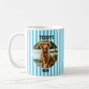 Blauw Gestreepte Gepersonaliseerde Hond Moeder Koffiemok