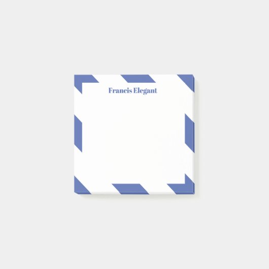 Blauw gestreepte gepersonaliseerde post het merkt post-it® notes (Voorkant)