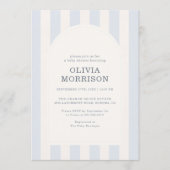 Blauw gestreepte jongens baby shower kaart (Voorkant)