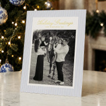 Blauw gestreepte Kerstfoto met Preppy-stijl