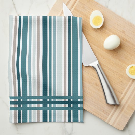 Blauw gestreepte keukenhanddoeken (Quarter Fold)