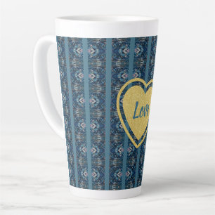 Blauw Gestreepte Latte Mok van Dichteres Adiela Ak
