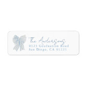 Blauw gestreepte lint retouradres etiket (Voorkant)