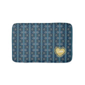 Blauw Gestreepte LOVE Badmat (Voorkant)