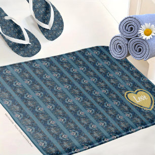 Blauw Gestreepte LOVE Badmat