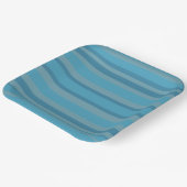 Blauw gestreepte monochromatisch papieren bordje (Gebogen)