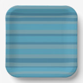 Blauw gestreepte monochromatisch papieren bordje (Voorkant)