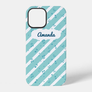 Blauw gestreepte muzieknoten iPhone 12 hoesje