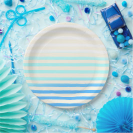 Blauw gestreepte Ombre Papieren Bordje