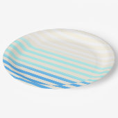 Blauw gestreepte Ombre Papieren Bordje (Gekanteld)