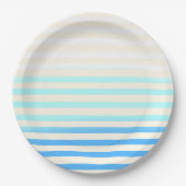 Blauw gestreepte Ombre Papieren Bordje (Voorkant)