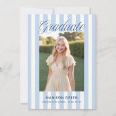 Blauw gestreepte Preppy Afstuderen Kaart (Voorkant)