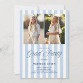Blauw gestreepte Preppy Afstuderen Kaart (Achterkant)