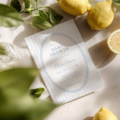 Blauw gestreepte preppy babyshower uitnodiging