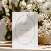 Blauw gestreepte preppy babyshower uitnodiging