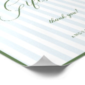 Blauw gestreepte saliegroene kaarten & cadeaus bru poster (Hoek)