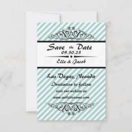 Blauw gestreepte Save the Date - 3x5 platte fotoca