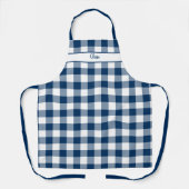 Blauw Gestreepte Schort met Ginghamruit (Voorkant)