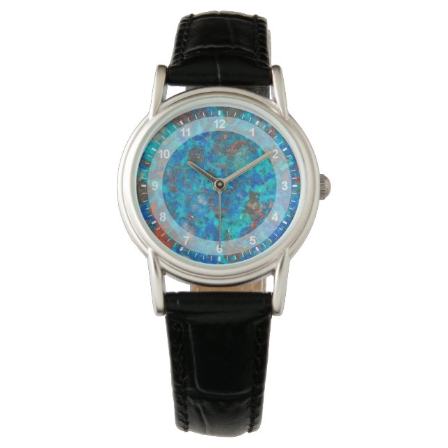 Blauw gestreepte Shattuckiet Horloge (Voorkant)
