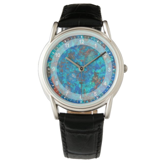 Blauw gestreepte Shattuckiet Horloge (Voorkant)