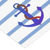 Blauw gestreepte tafelrunner met anker in scheepva korte tafelloper (Hoek)