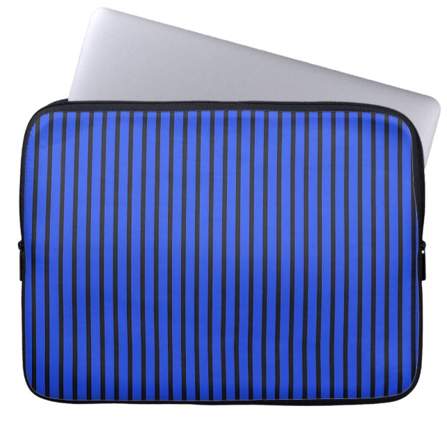 Blauw gestreepte textuur laptop sleeve (Voorkant)