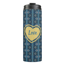 Blauw Gestreepte Thermische Tumbler van Dichteres  Thermosbeker