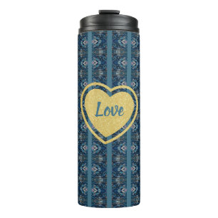Blauw Gestreepte Thermische Tumbler van Dichteres Thermosbeker