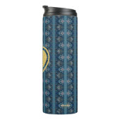 Blauw Gestreepte Thermische Tumbler van Dichteres  Thermosbeker (Geroteerd rechts)