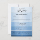 Blauw Gestreepte Tone op Tone Wedding RSVP Kaart (Voorkant)