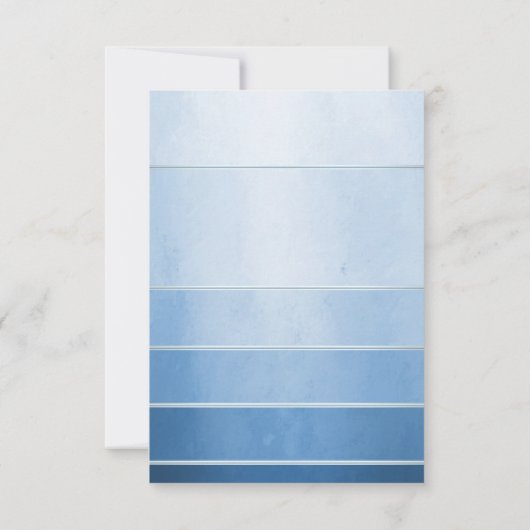 Blauw Gestreepte Tone op Tone Wedding RSVP Kaart (Achterkant)