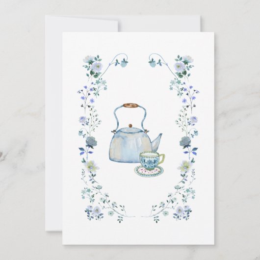 Blauw gestreepte tuin grillige krans Baby shower Kaart (Achterkant)