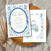 Blauw gestreepte tuin grillige krans Baby shower Kaart