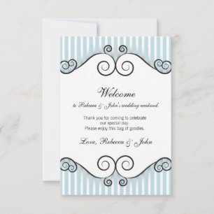 Blauw gestreepte vintage trouwkaart kaart