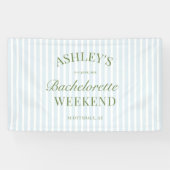 Blauw gestreepte vrijgezellenfeest vlag spandoek (Horizontaal)