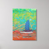 Blauw gestreepte zeil opgerekt canvas print (Voorkant)