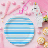 Blauw gestripte papieren grote Borden Bordje (Feest)