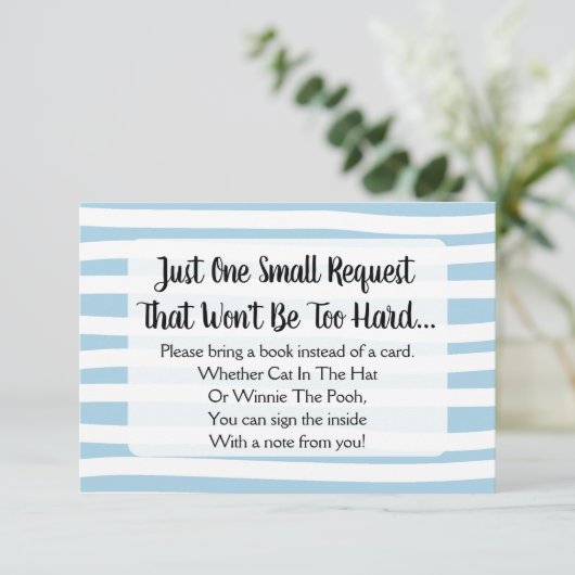 Blauw getekend Stripe Baby shower brengt een Kaart (Staand voorkant)