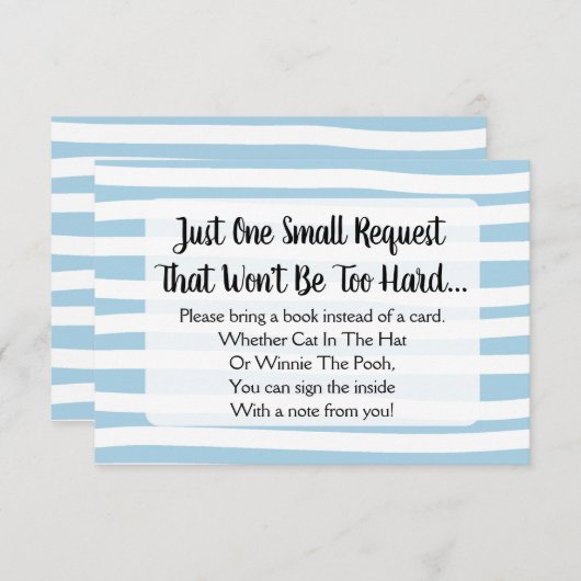 Blauw getekend Stripe Baby shower brengt een Kaart (Voorkant / Achterkant)