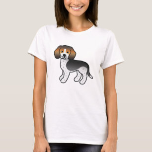 Blauw Getekende Cute Cartoon Beagle Ras Hond T-shirt