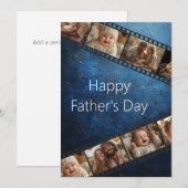 Blauw Getextureerde Film Strip Foto Vaderdag Kaart (Voorkant / Achterkant)