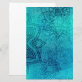 Blauw getextureerde Lotus Briefpapier (Voorkant / Achterkant)