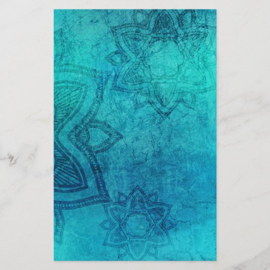Blauw getextureerde Lotus Briefpapier (Voorkant)
