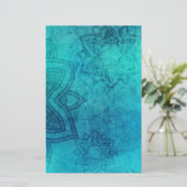 Blauw getextureerde Lotus Briefpapier (Staand voorkant)