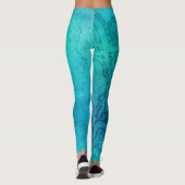 Blauw getextureerde Lotus Leggings (Achterkant)