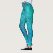 Blauw getextureerde Lotus Leggings (Links)