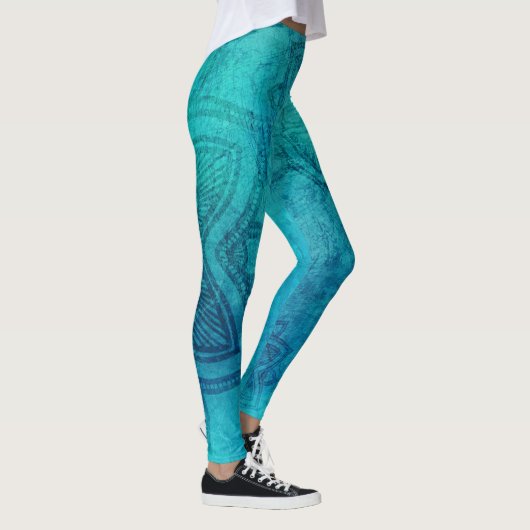 Blauw getextureerde Lotus Leggings (Rechts)