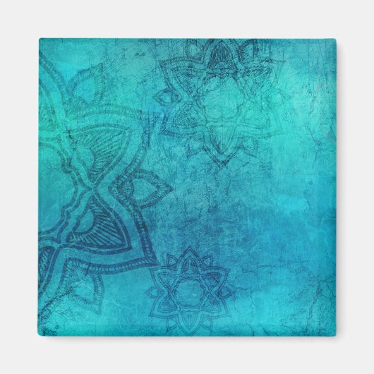 Blauw getextureerde Lotus Magneet (Voorkant)