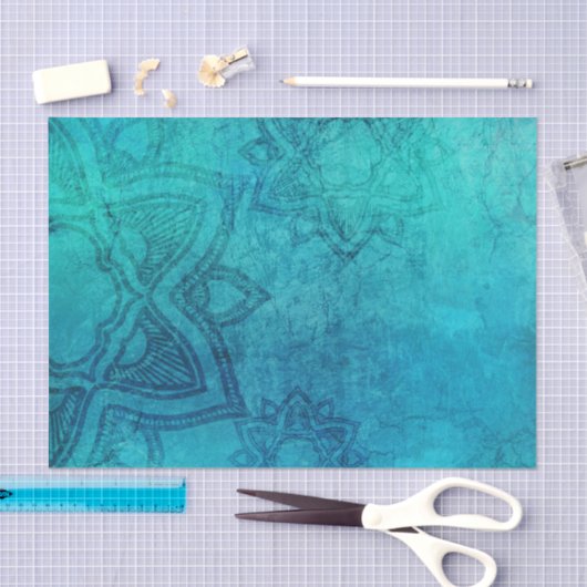 Blauw getextureerde Lotus Tissuepapier (Craft)